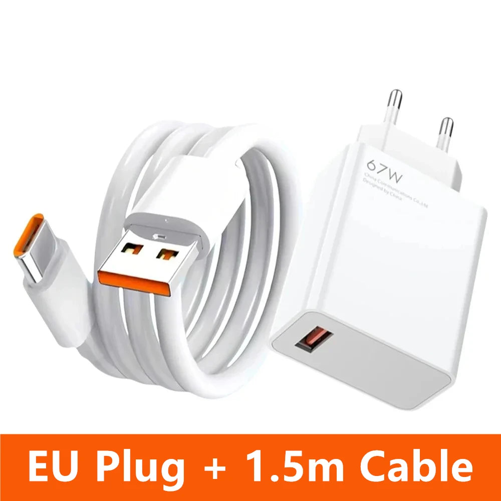 Cargador Ultra rápido 6A 67W para Xiaomi 11 12 Lite 13T 14T 15 17 Redmi Note 10 11T 12 13 14 POCO X3 X4 X5 tipo C Cable de carga USB