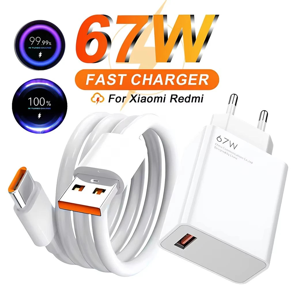 Cargador Ultra rápido 6A 67W para Xiaomi 11 12 Lite 13T 14T 15 17 Redmi Note 10 11T 12 13 14 POCO X3 X4 X5 tipo C Cable de carga USB