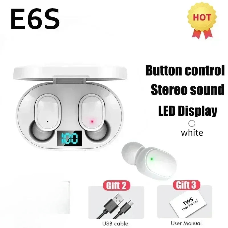 Auriculares inalámbricos Bluetooth E6S TWS auriculares Bluetooth auriculares inalámbricos auriculares con cancelación de ruido con micrófono