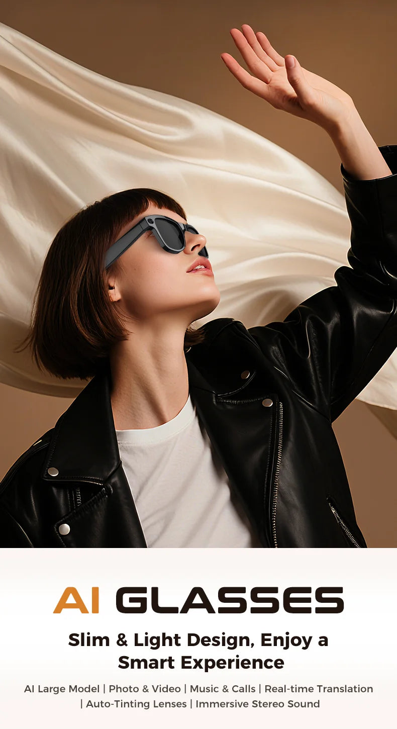 2026New Smart AI Glasses 4K 800W Camera ChatGPT Photos&Video  3600mAh Charging Case Power Bank 32GB Translation Music Sunglasses