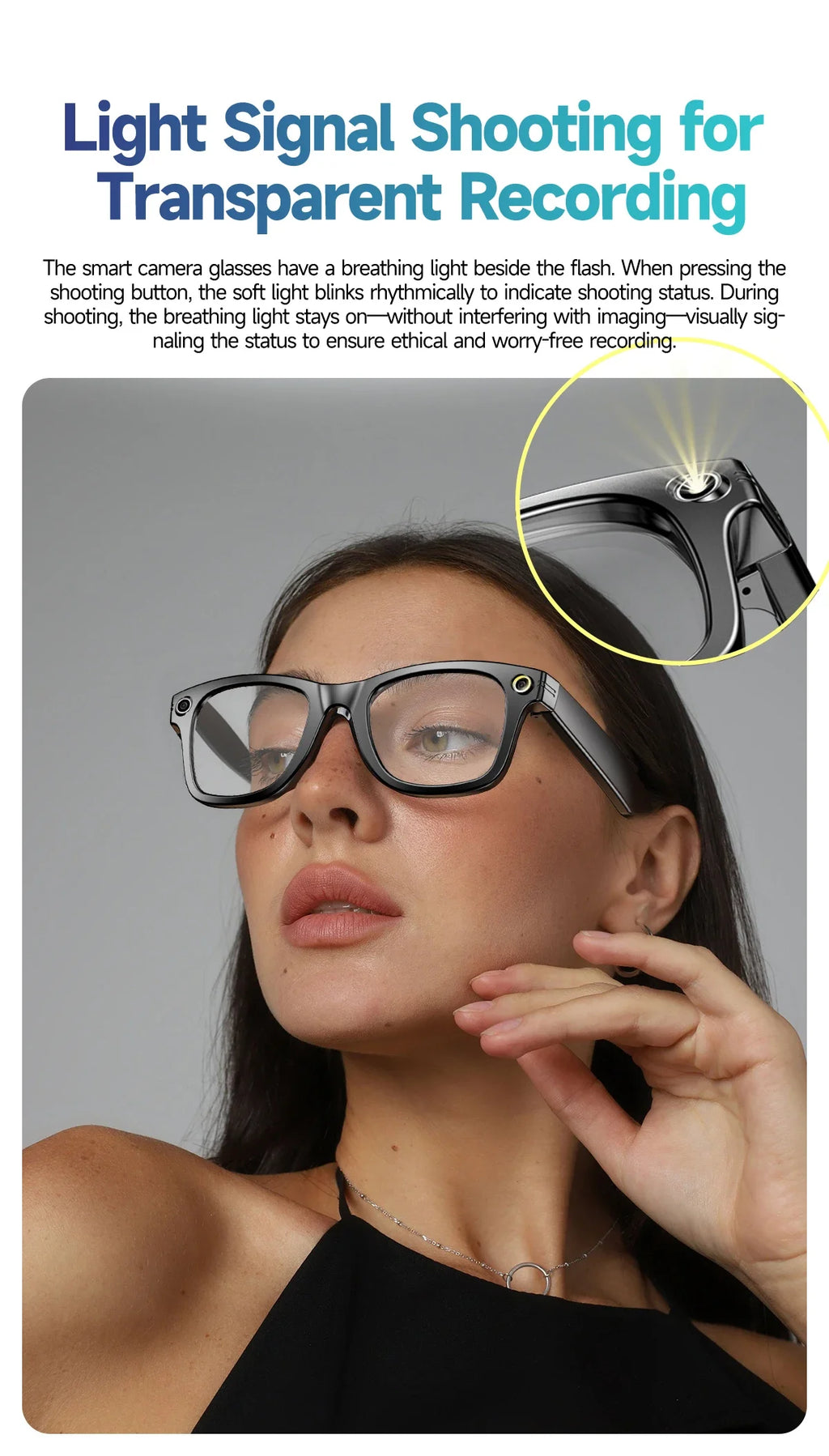 Gafas Inteligentes Meta AI TOP 1 con Cámara de 8MP, Grabación de Video, Traducción a Más de 100 Idiomas, Llamadas Bluetooth, Reproducción de Música
